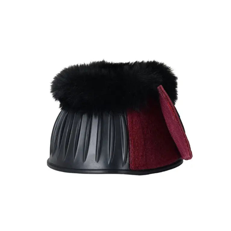Weatherbeeta Tough-Tec Prime Fleece Trim Rubber Bell Boots #colour_black-maroon