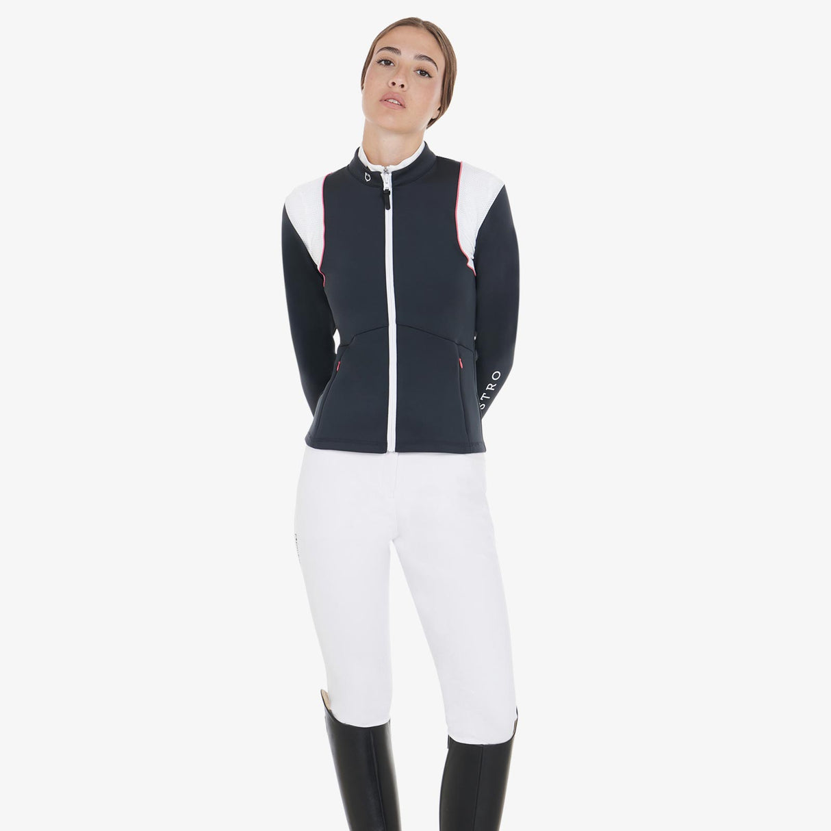 Equestro Women's Technical Sweatshirt with Perforated Inserts #colour_blue
