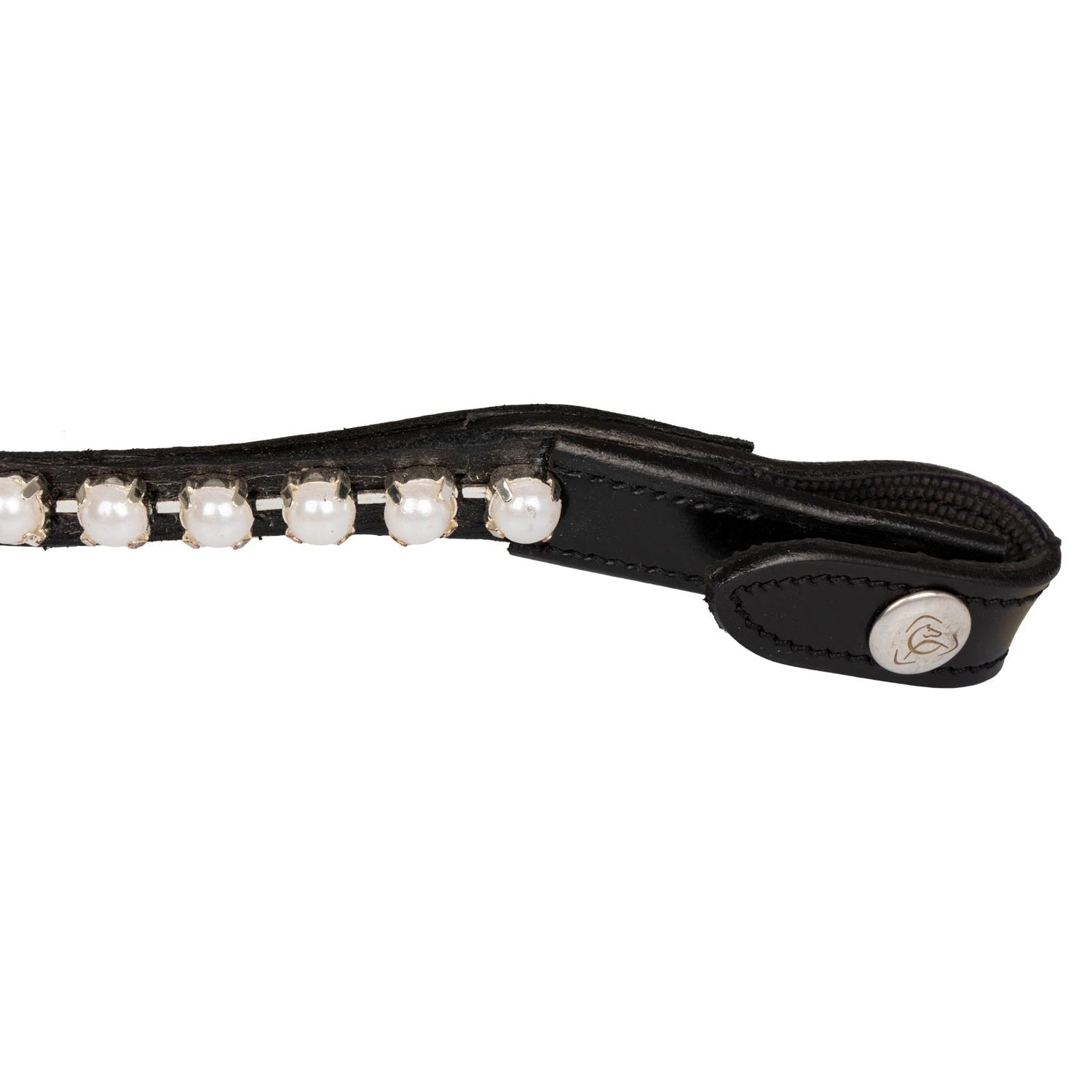 Acavallo Browband Calfskin & Oval Crystals #colour_black-transparent