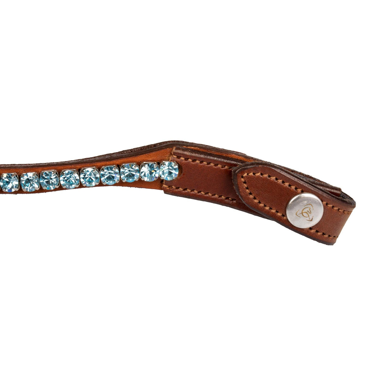 Acavallo Browband Calfskin & Round Crystals #colour_cognac-blue