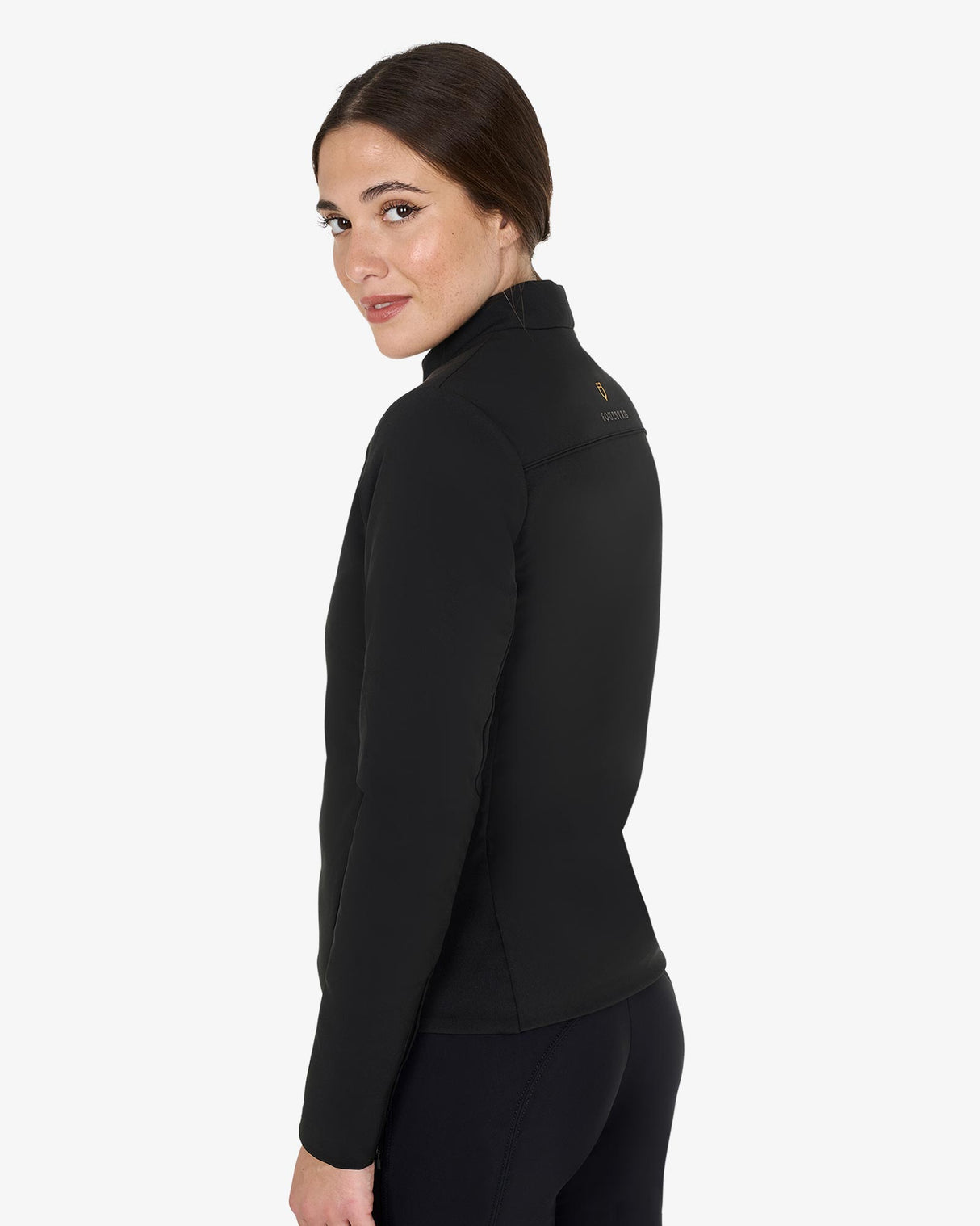 Equestro Women's Softshell Jacket In Padded Technical Fabric #colour_black