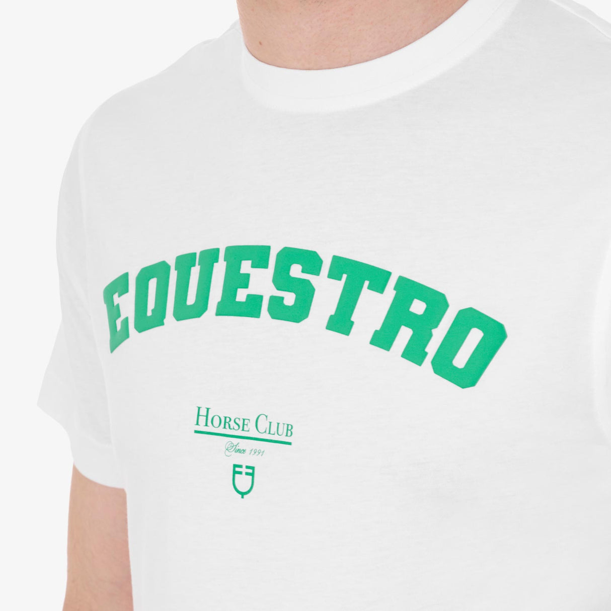 Equestro Men's Horse Club Cotton T-Shirt #colour_white