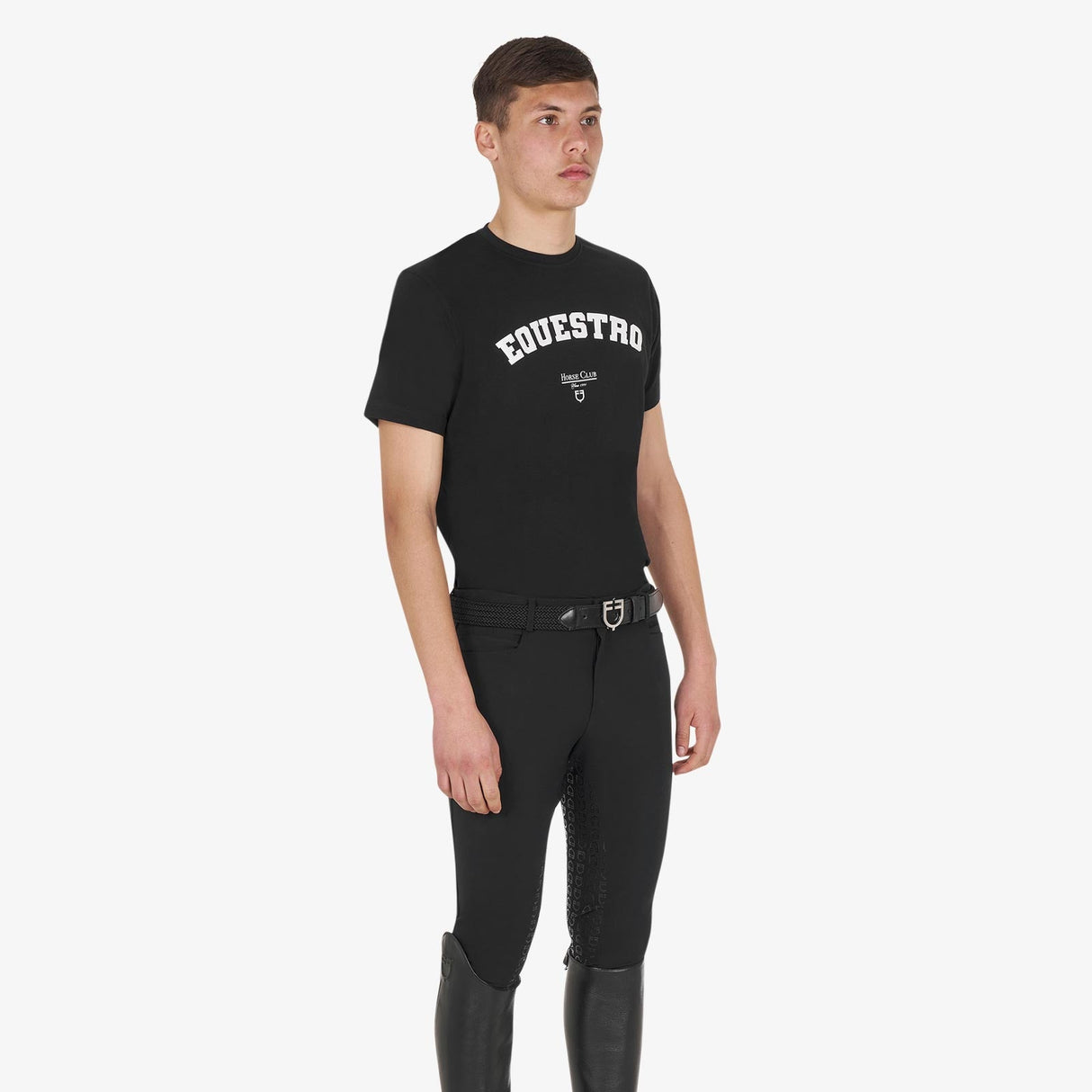 Equestro Men's Horse Club Cotton T-Shirt #colour_black