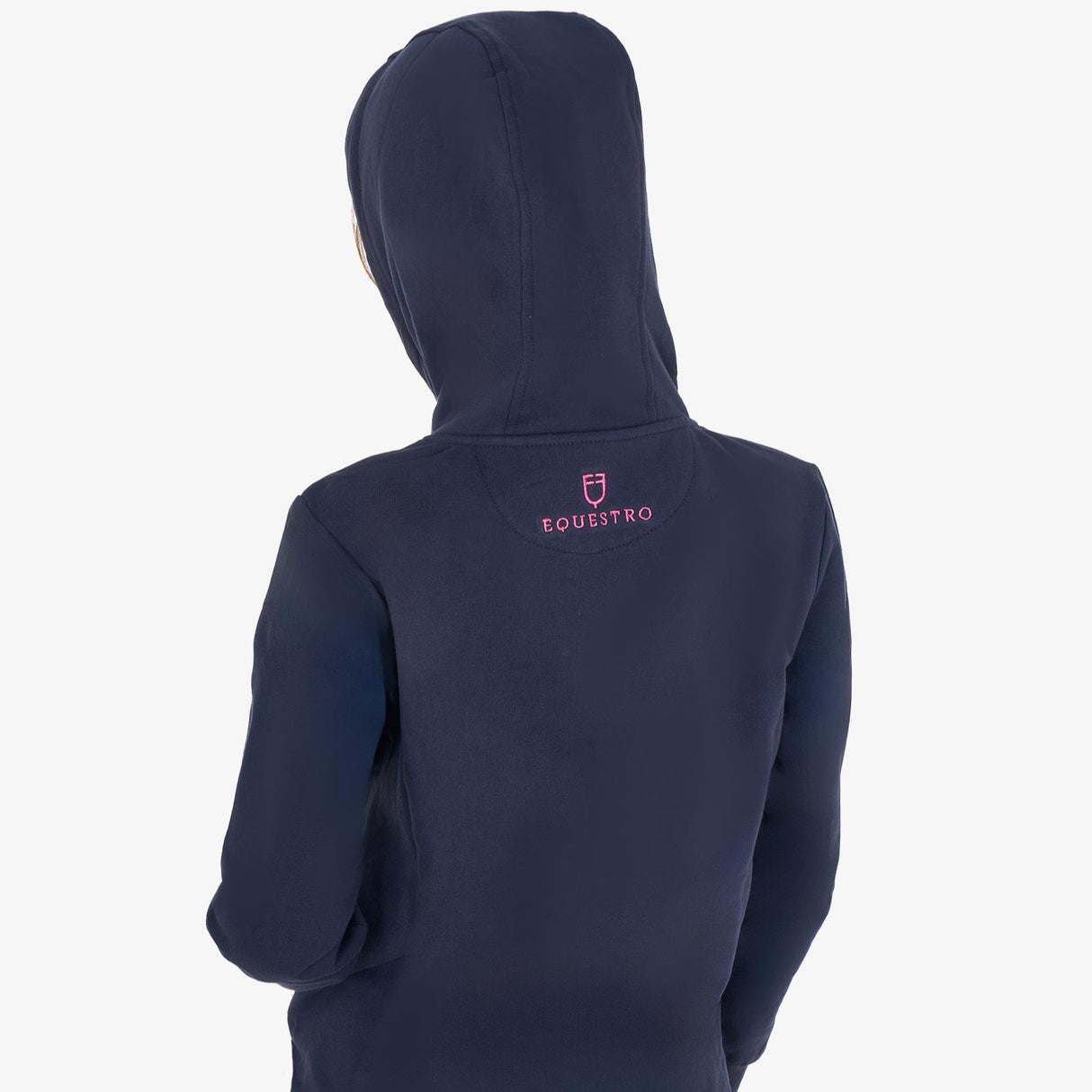 Equestro Kids' Hoodie With Zip And Sponge Lettering #colour_blue-fuscia