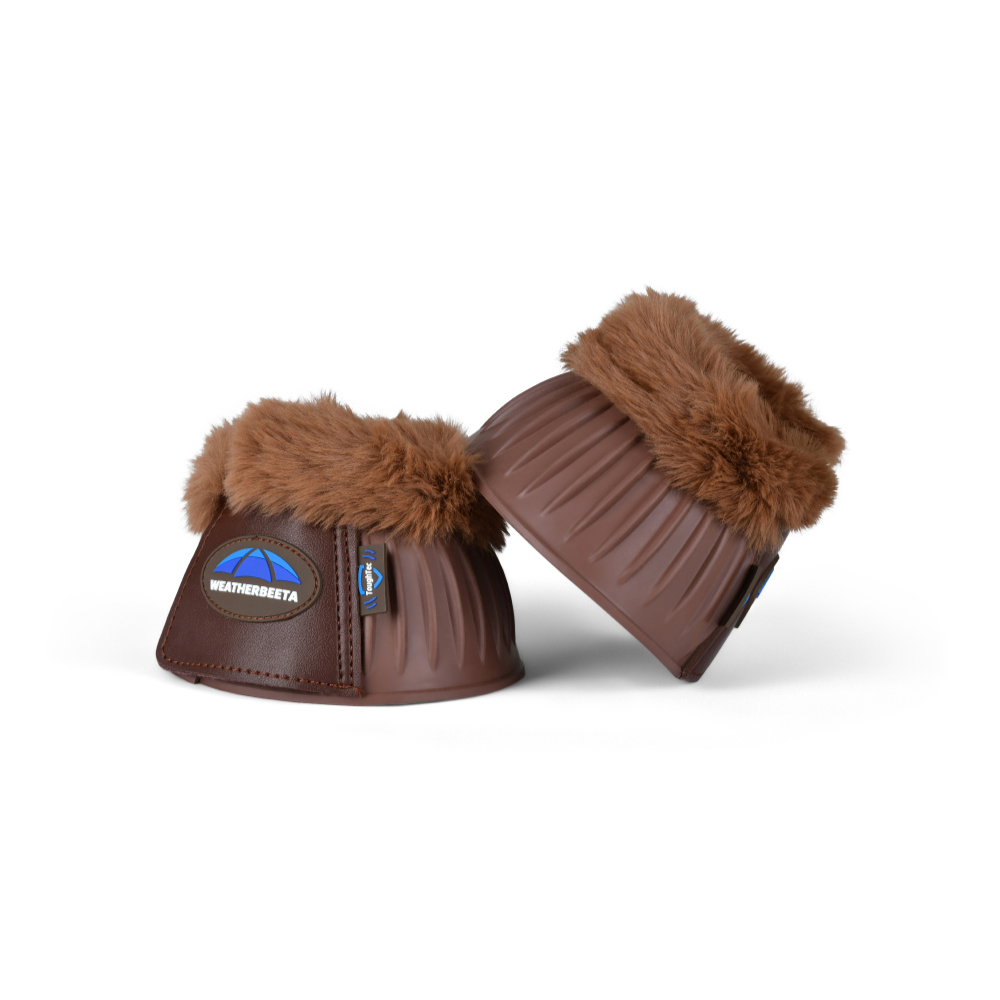 Weatherbeeta Tough-Tec Prime Fleece Trim Rubber Bell Boots #colour_brown-brown
