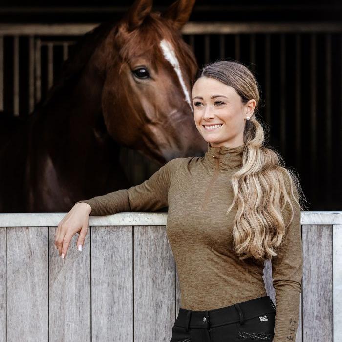 E.L.T Ladies Milano Functional-Zip Shirt #colour_cappuccino-melange