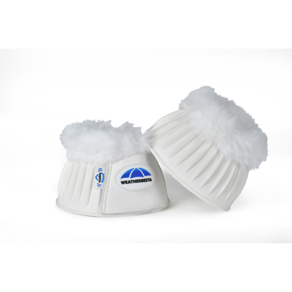 Weatherbeeta Tough-Tec Prime Fleece Trim Rubber Bell Boots #colour_white-white