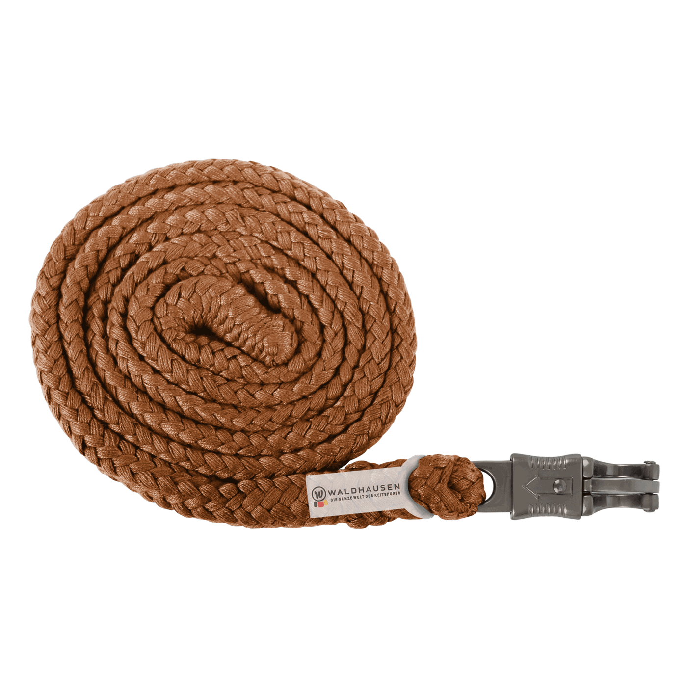 Waldhausen Panic Hook Lead Rope Plus with dark hardware #colour_cinnamon