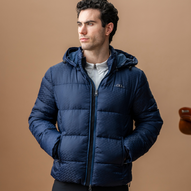 Alessandro Albanese Men's Quilo Monogram Puffer Coat #colour_core-navy