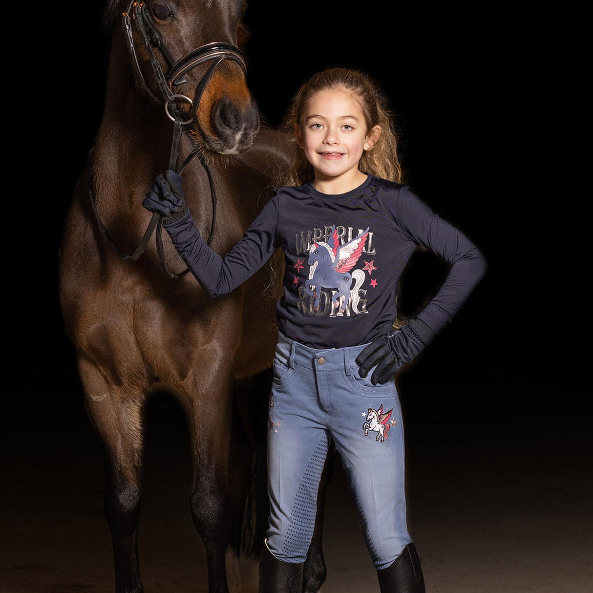 Imperial Riding Demi Children's Riding Breeches #Colour_light-denim