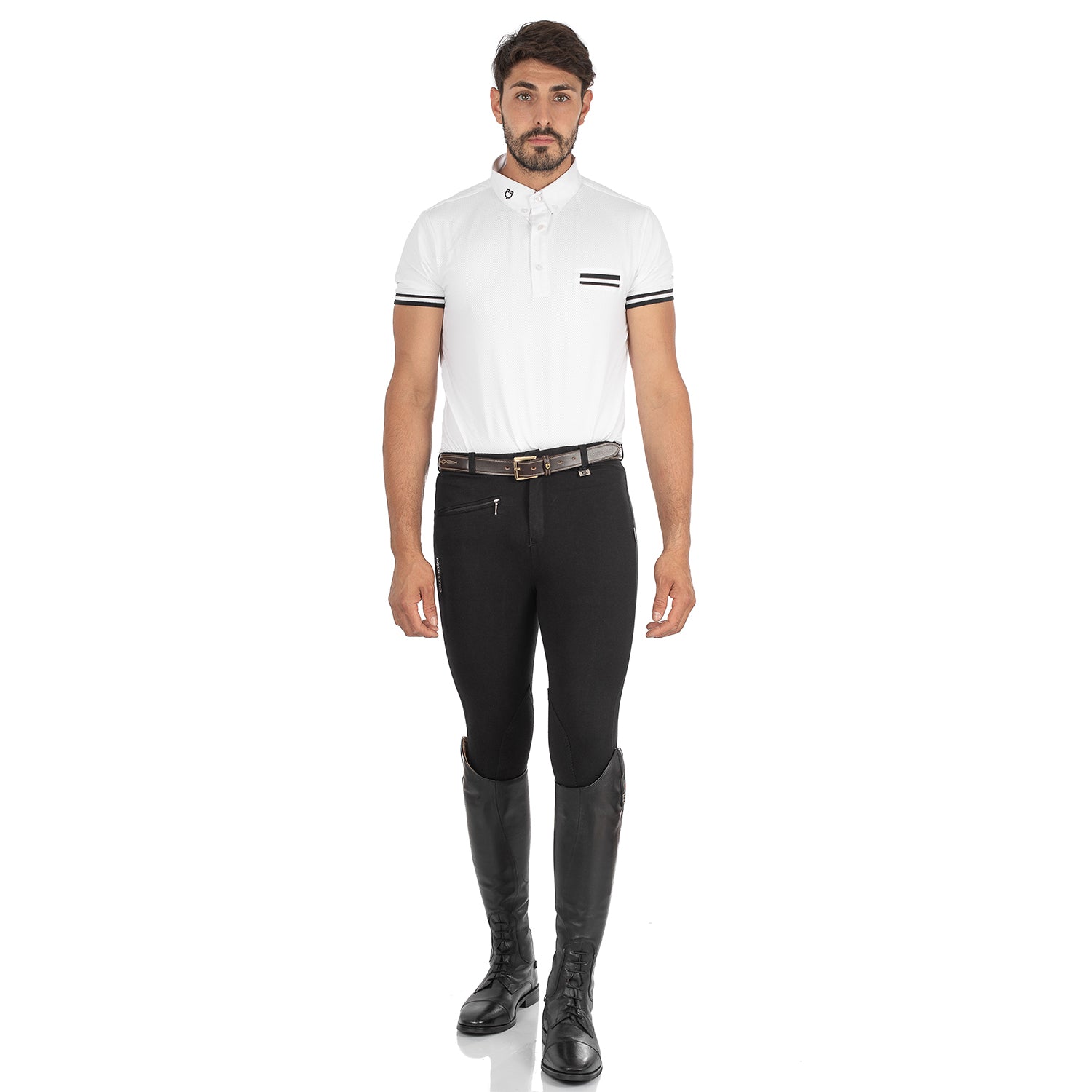 Equestro Urano Model Man Breeches In Stretch Cotton #colour_black