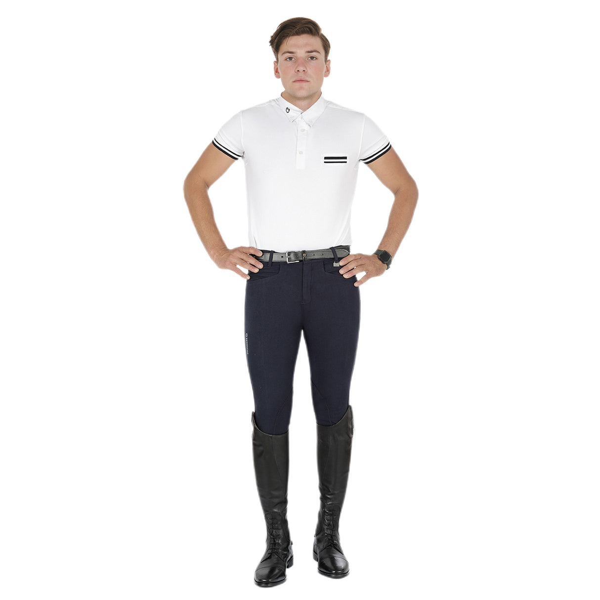 Equestro Crono Model Man Breeches In Stretch Cotton #colour_blue