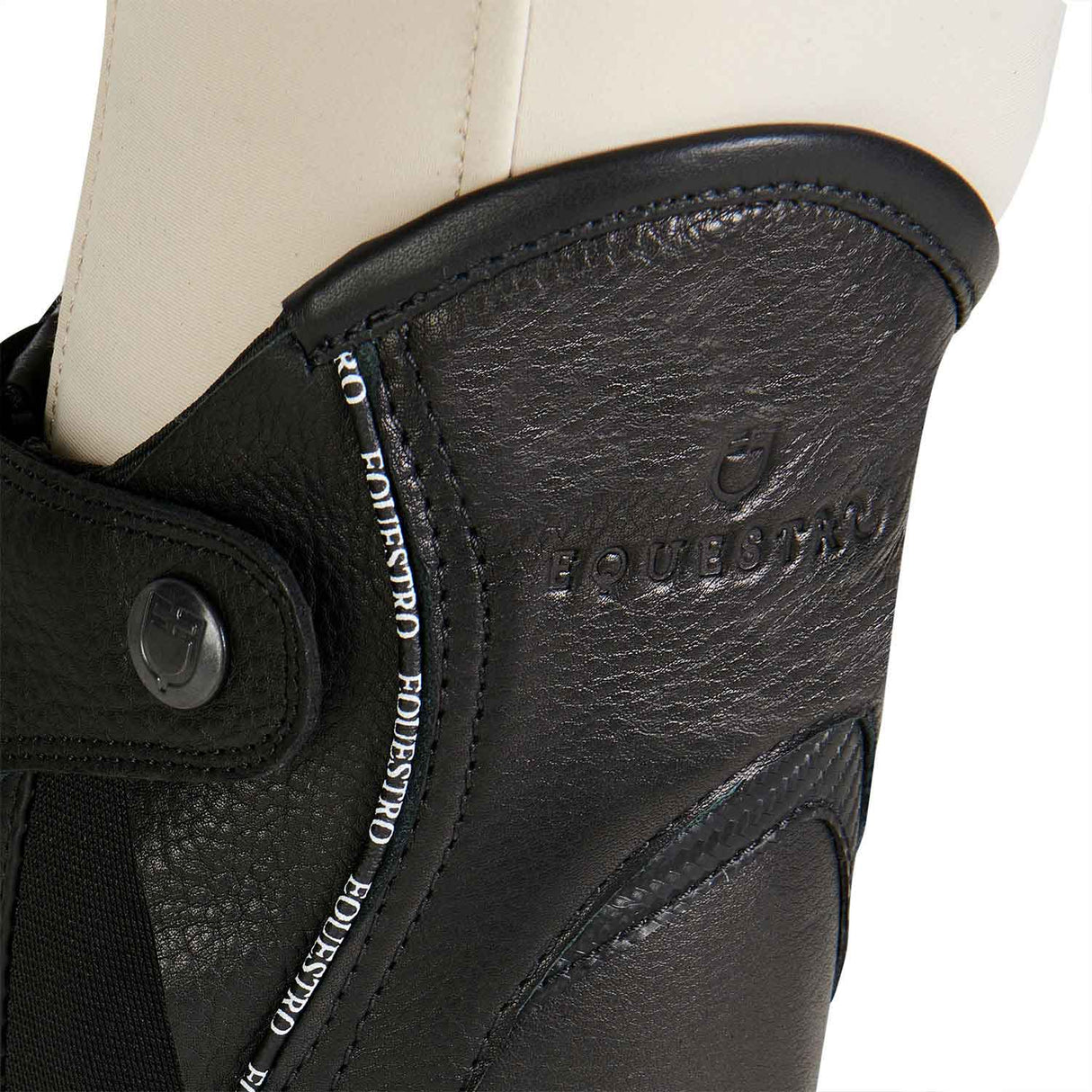 Equestro Unisex Leather Gaiters With Contrasting Profile #colour_black