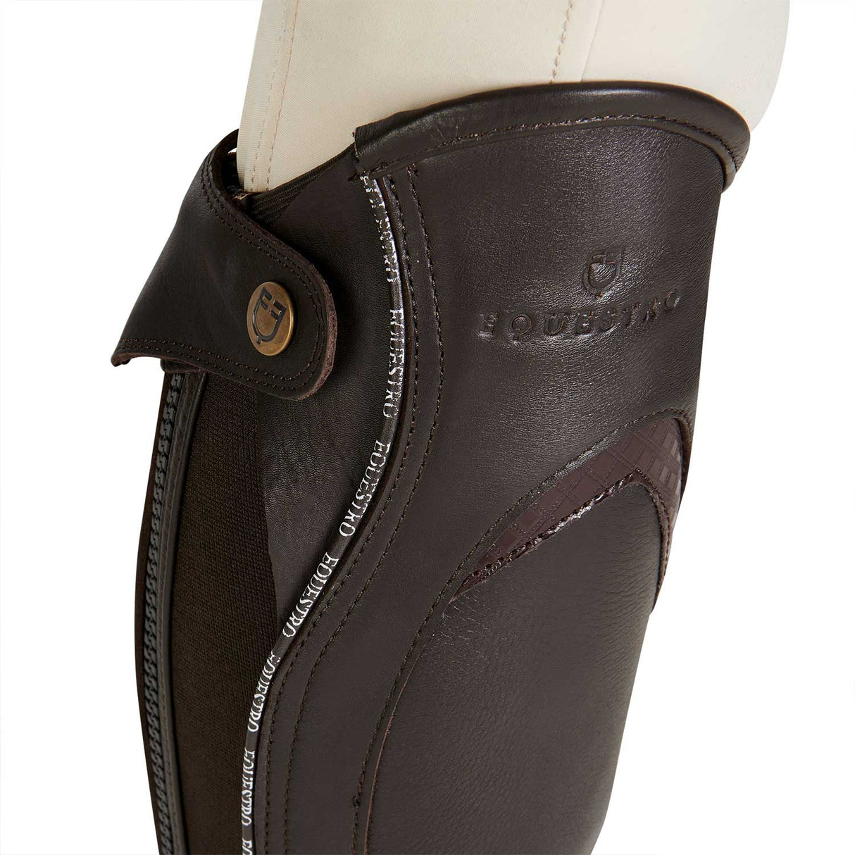 Equestro Unisex Leather Gaiters With Contrasting Profile #colour_brown