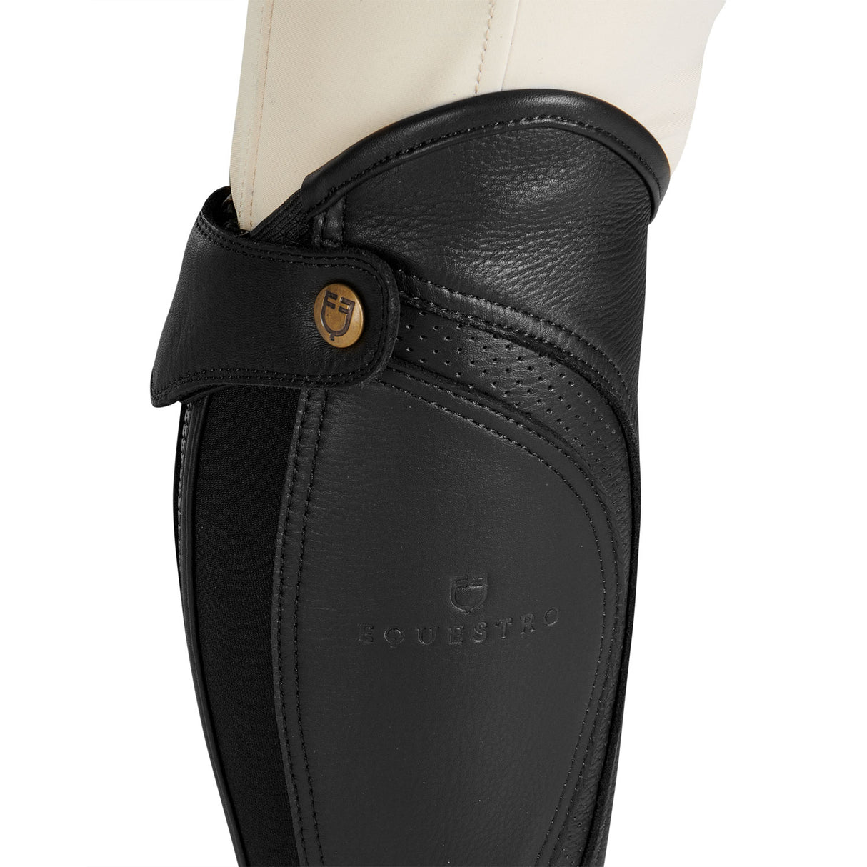 Equestro Unisex Gaiters Perforated Leather Maximum Comfort #colour_black