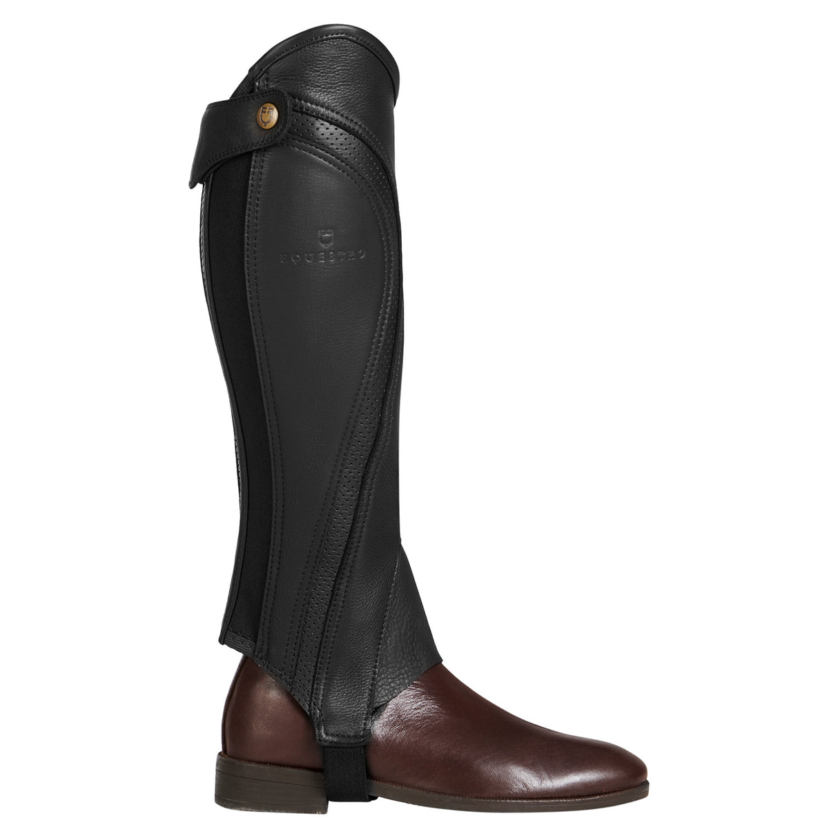 Equestro Unisex Gaiters Perforated Leather Maximum Comfort #colour_brown