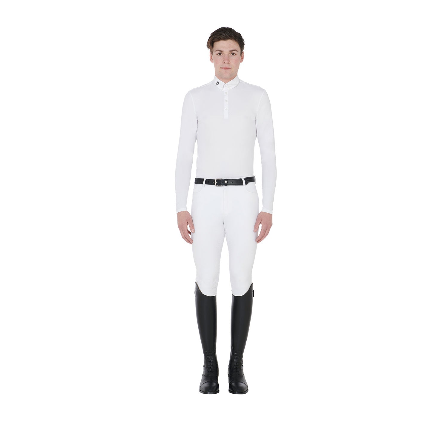 Equestro Men's Long Sleeve Competition Polo Shirt #colour_white