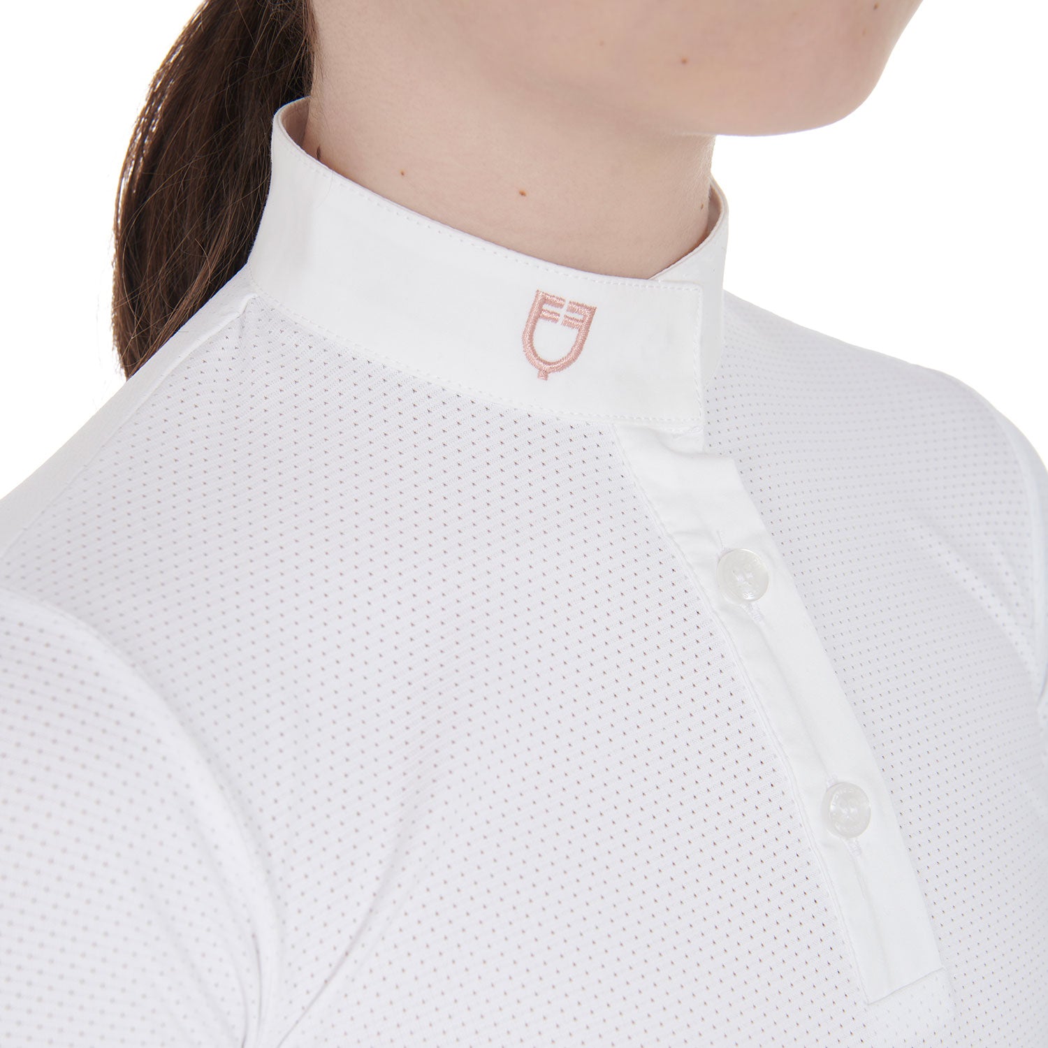 Equestro Girls' Slim Fit Breathable Competition Polo Shirt #colour_white