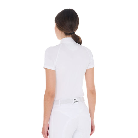Equestro Women's Slim Fit Stretch Competition Polo Shirt #colour_white