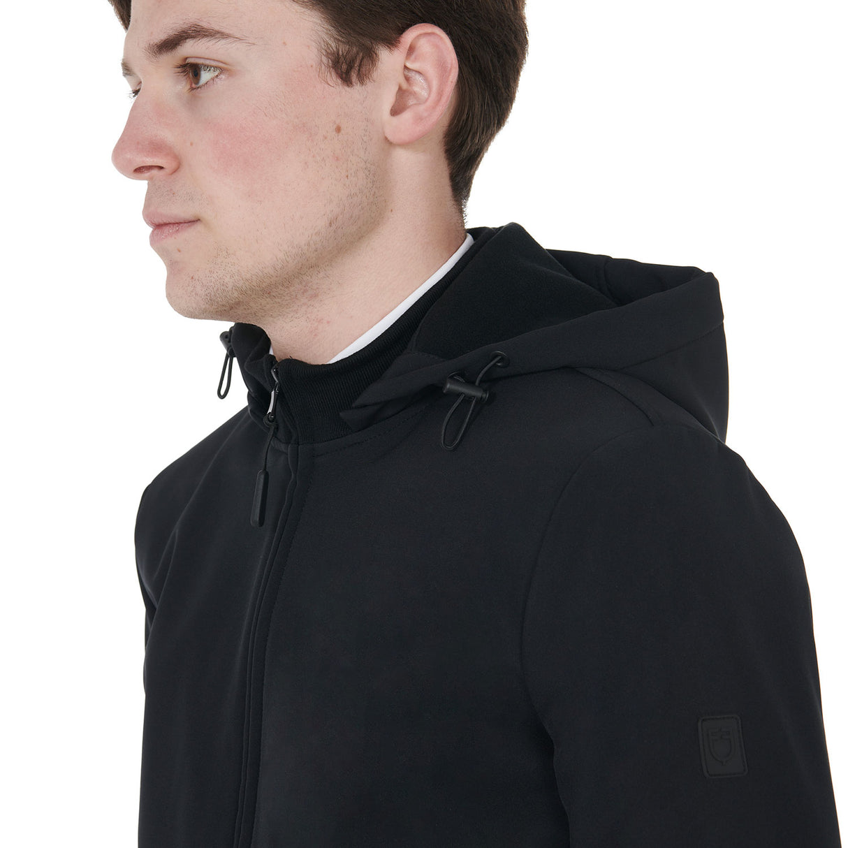 Equestro Men's Slim Fit Softshell Jacket With Internal Fleece #colour_black