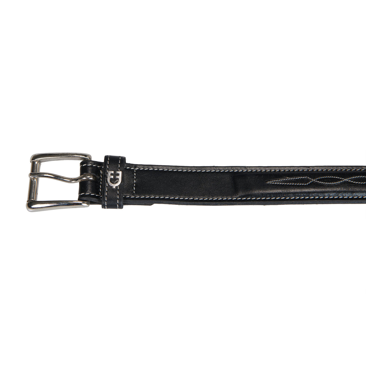 Equestro Leather Belt With Handcrafted Embroidery #colour_black