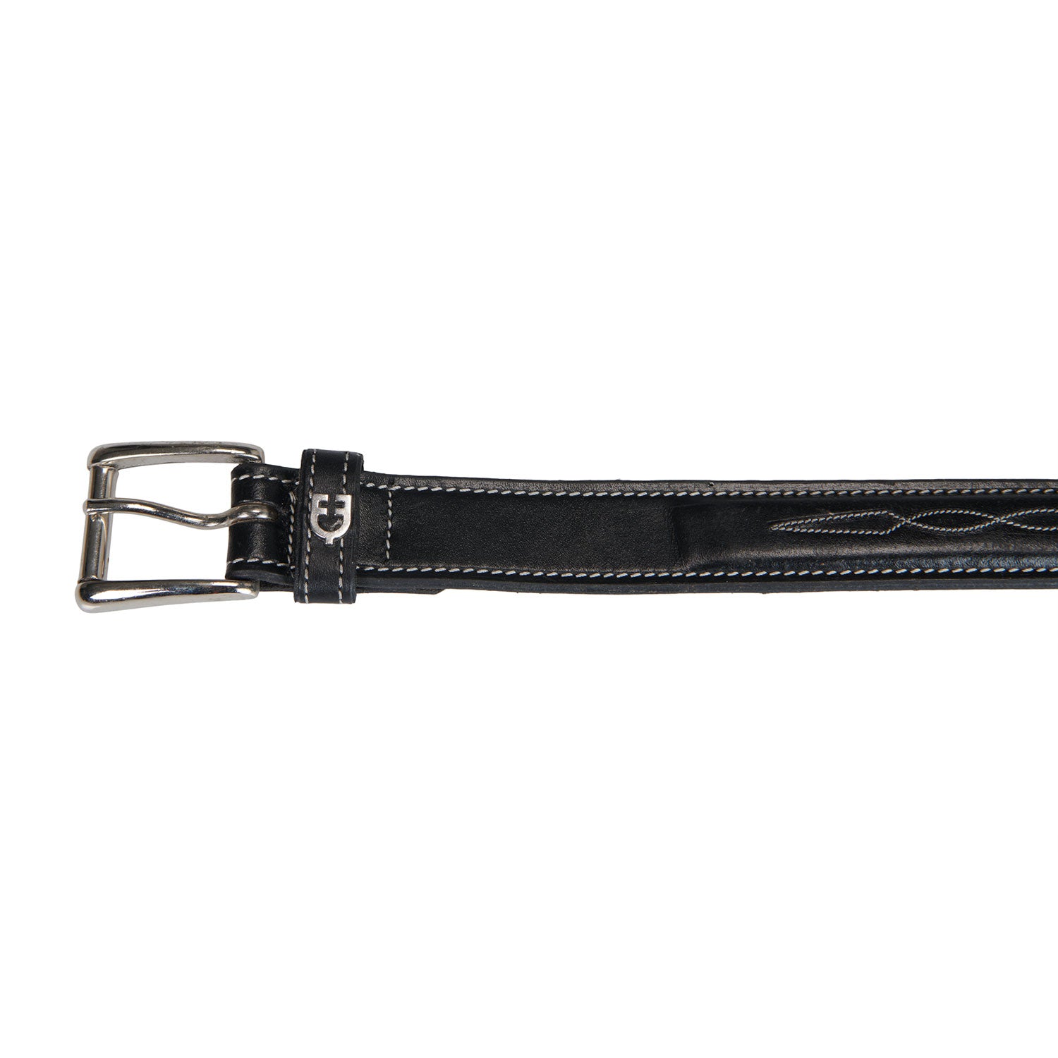 Equestro Leather Belt With Handcrafted Embroidery #colour_black