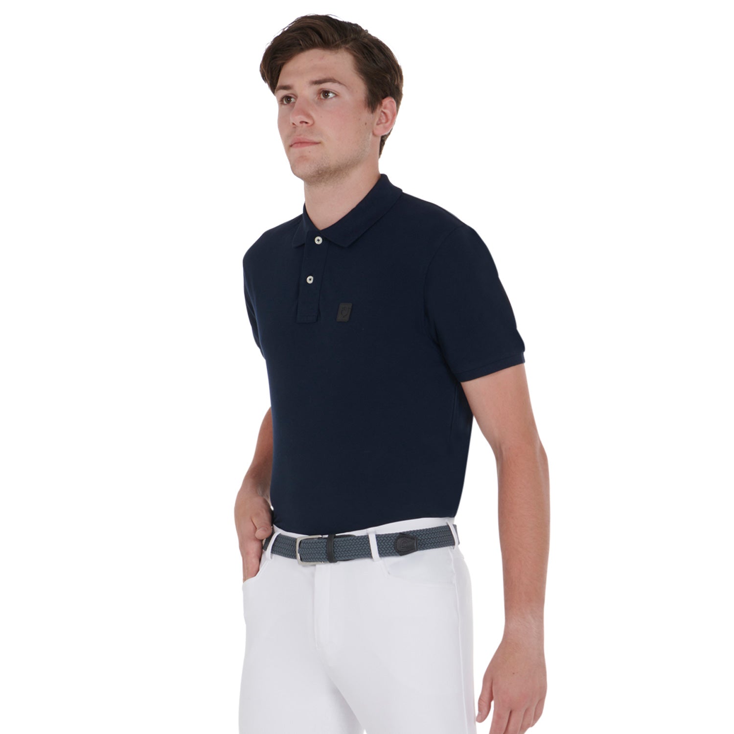 Equestro Elasticized Belt Crossed Pattern #colour_grey