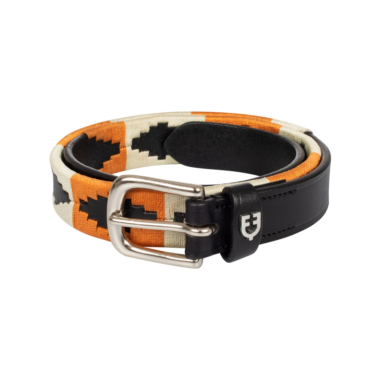 Equestro Leather Belt With Navajo Decorations #colour_black