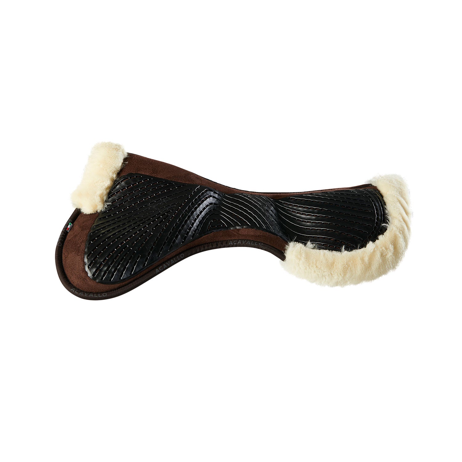 Acavallo Pad Mf-S Jccs-S Cw-Cs Suede Cut-Out Faux Sheepskin Gel Grip Flat #colour_brown-natural