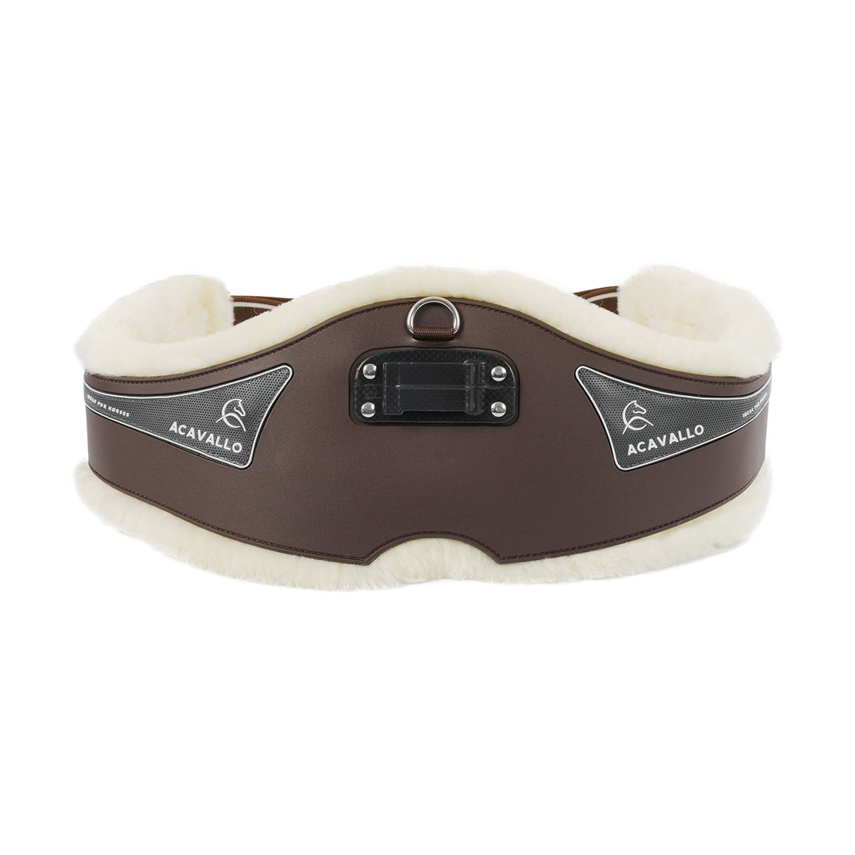 Acavallo Jumping Girth Classic Gel Pvc Detachable Faux Sheepskin #colour_brown