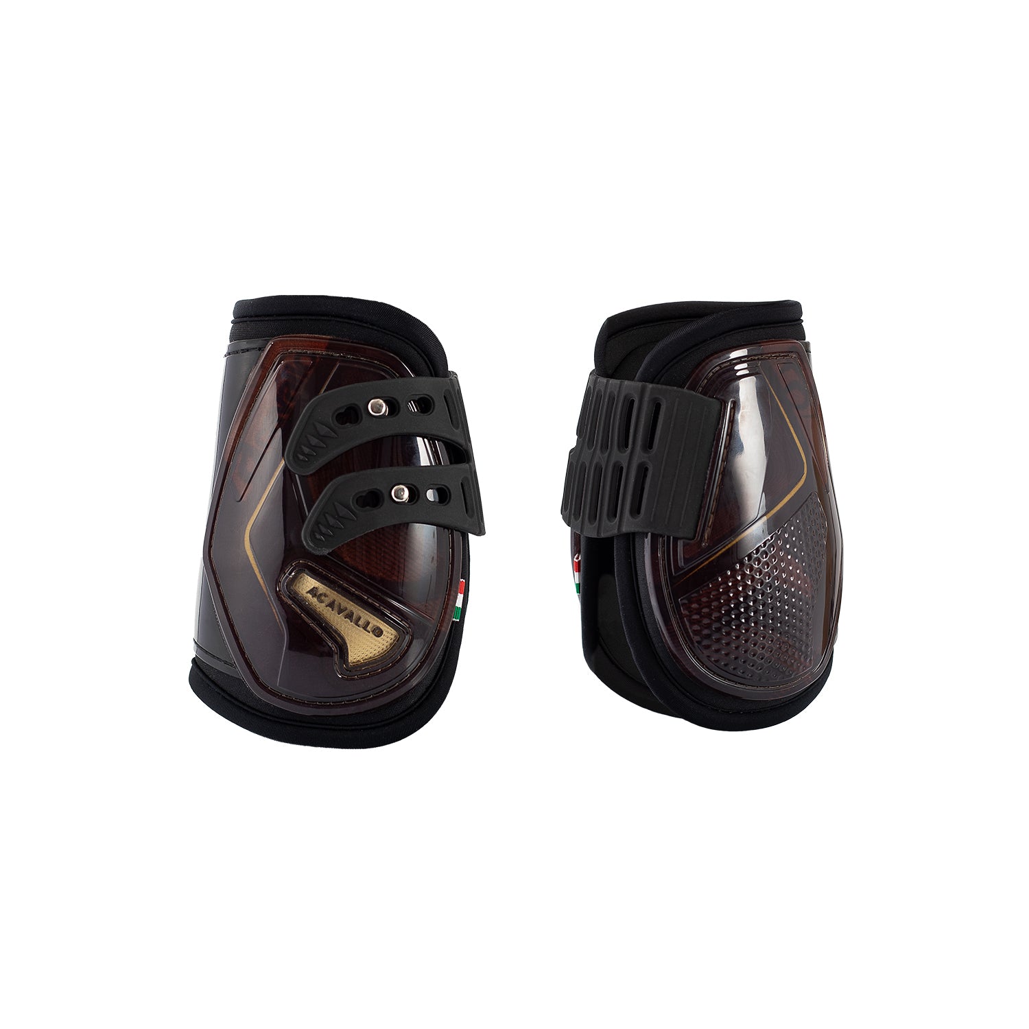 Acavallo Opera Fetlock Boots Elastic And Button Fastening #colour_brown
