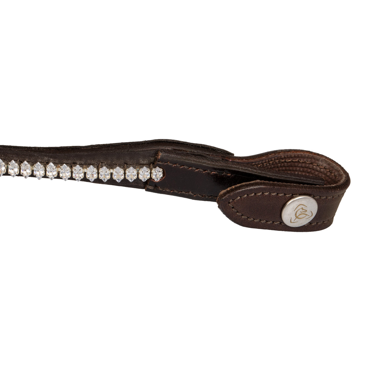 Acavallo Browband Calfskin & Oval Crystals #colour_brown-transparent