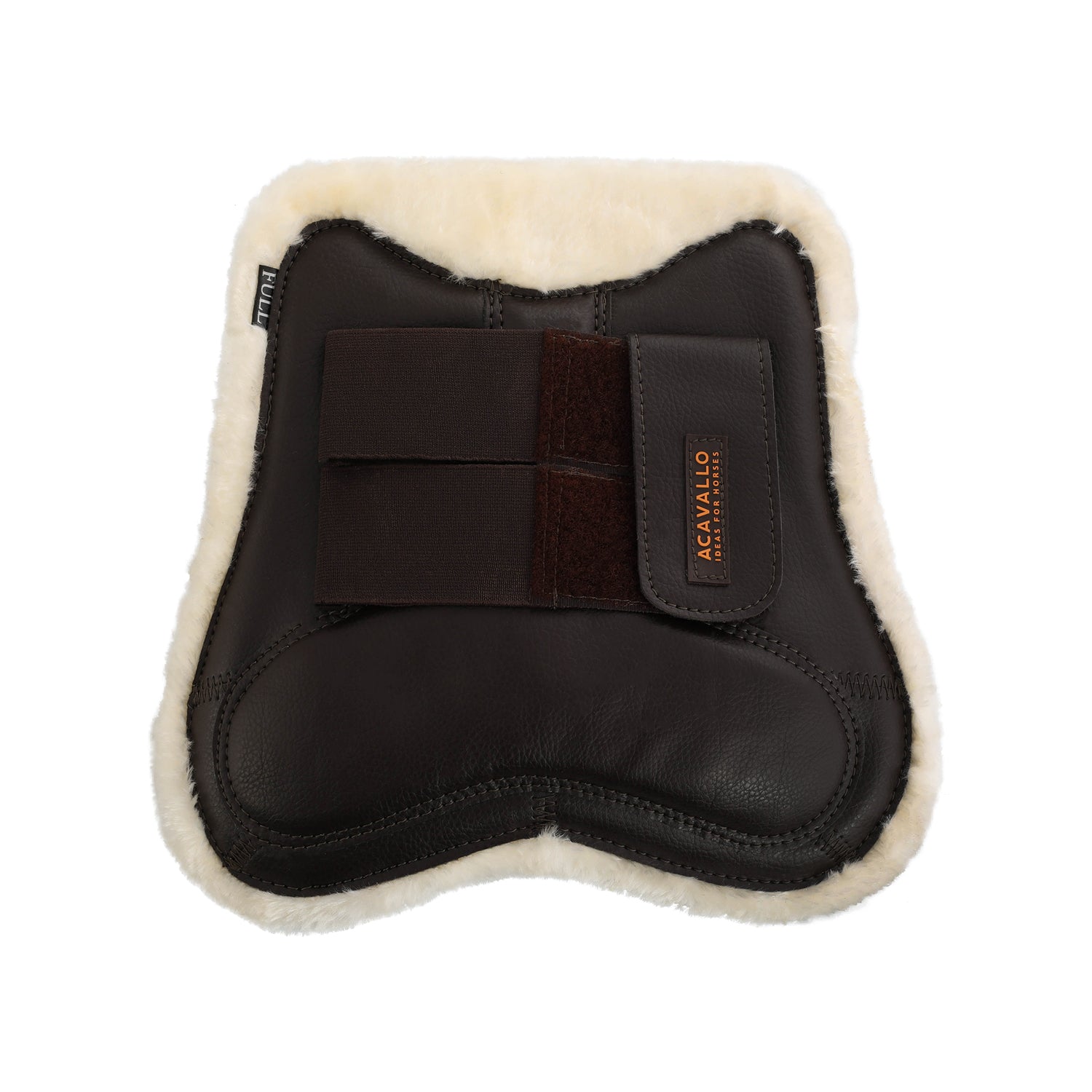 Acavallo Jumping Tendon Boots Faux Sheepskin & Hook-And-Loop Closure #colour_brown