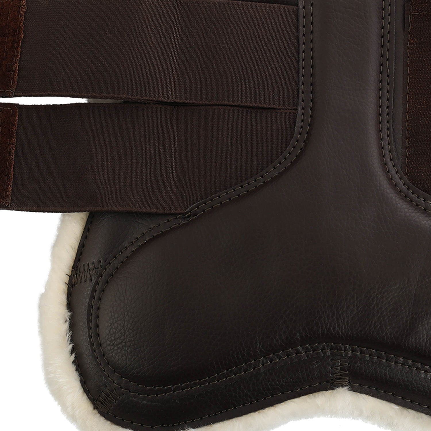 Acavallo Jumping Tendon Boots Faux Sheepskin & Hook-And-Loop Closure #colour_brown