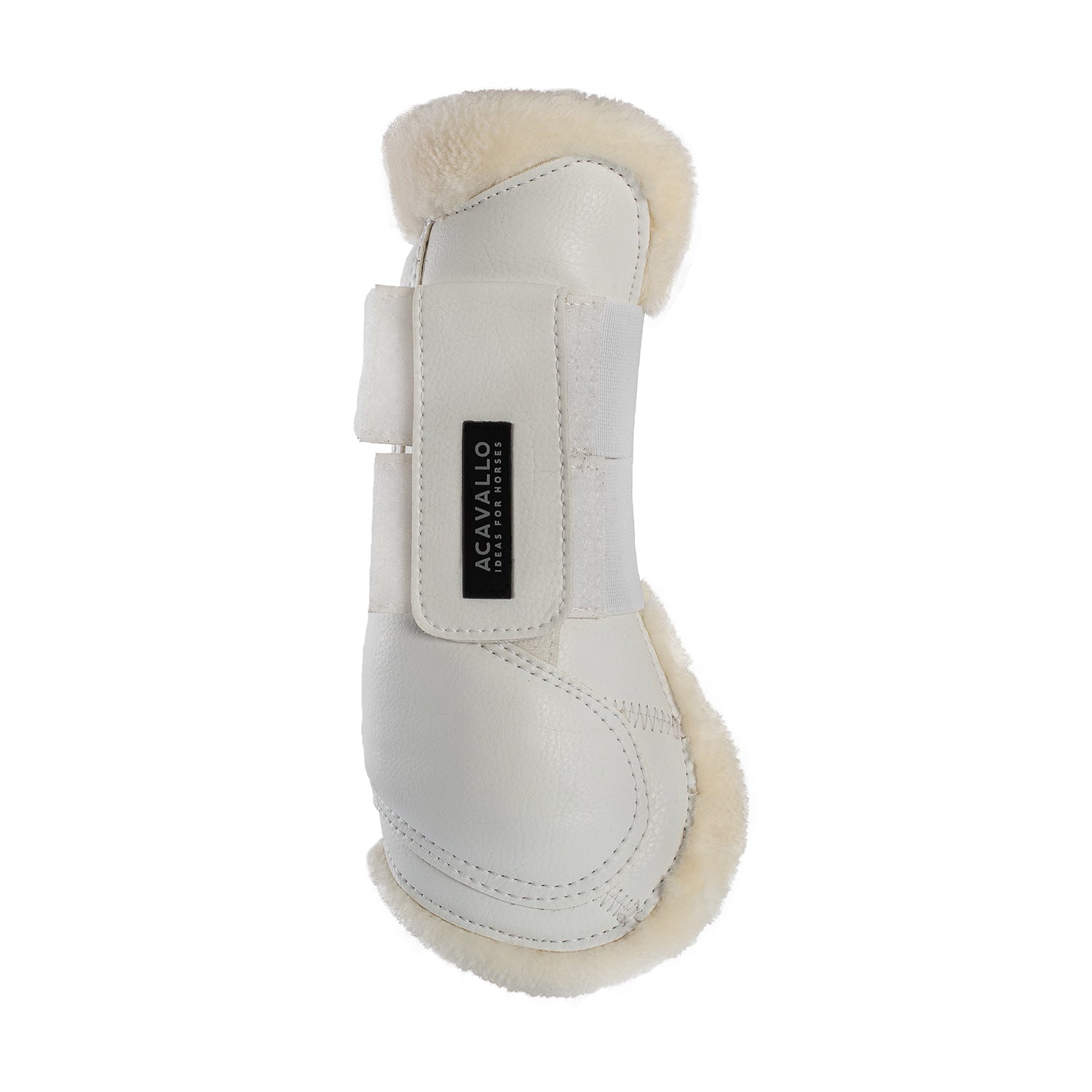 Acavallo Jumping Tendon Boots Faux Sheepskin & Hook-And-Loop Closure #colour_white