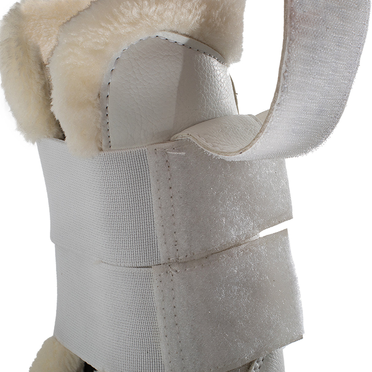 Acavallo Jumping Tendon Boots Faux Sheepskin & Hook-And-Loop Closure #colour_white