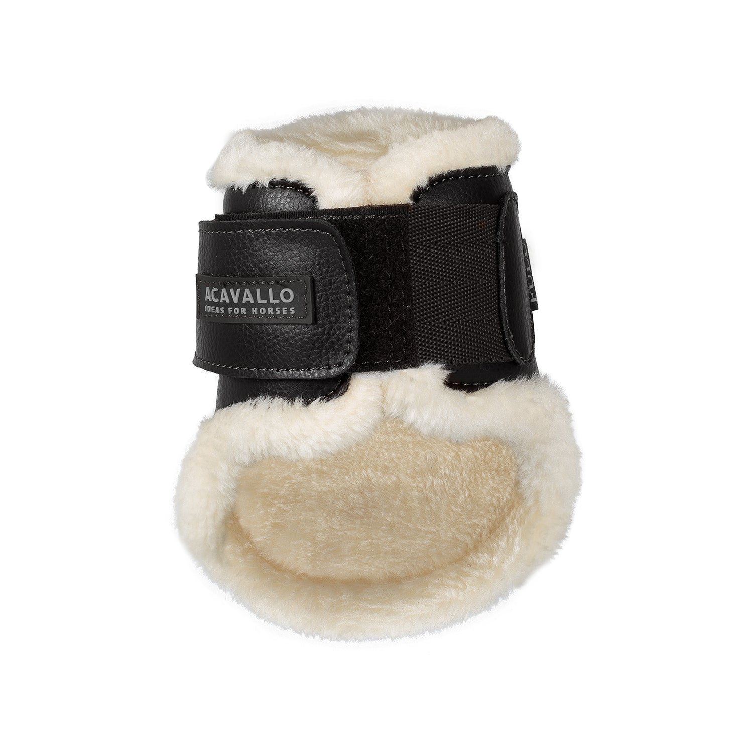 Acavallo Jumping Fetlock Boots Faux Sheepskin & Hook-And-Loop Closure #colour_black