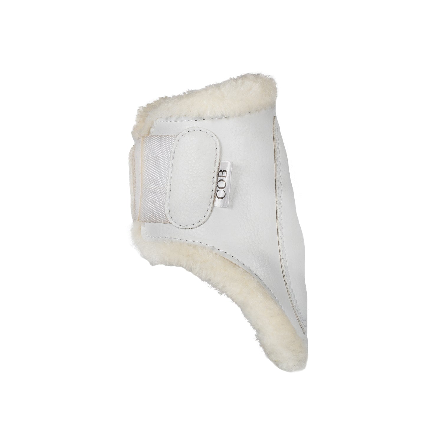 Acavallo Jumping Fetlock Boots Faux Sheepskin & Hook-And-Loop Closure #colour_white