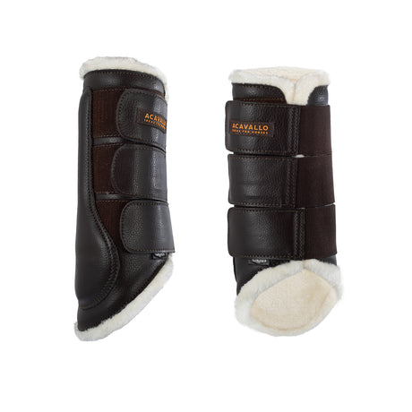 Acavallo Hind Brushing Boots Faux Sheepskin & Triple Hook-And-Loop Closure #colour_brown