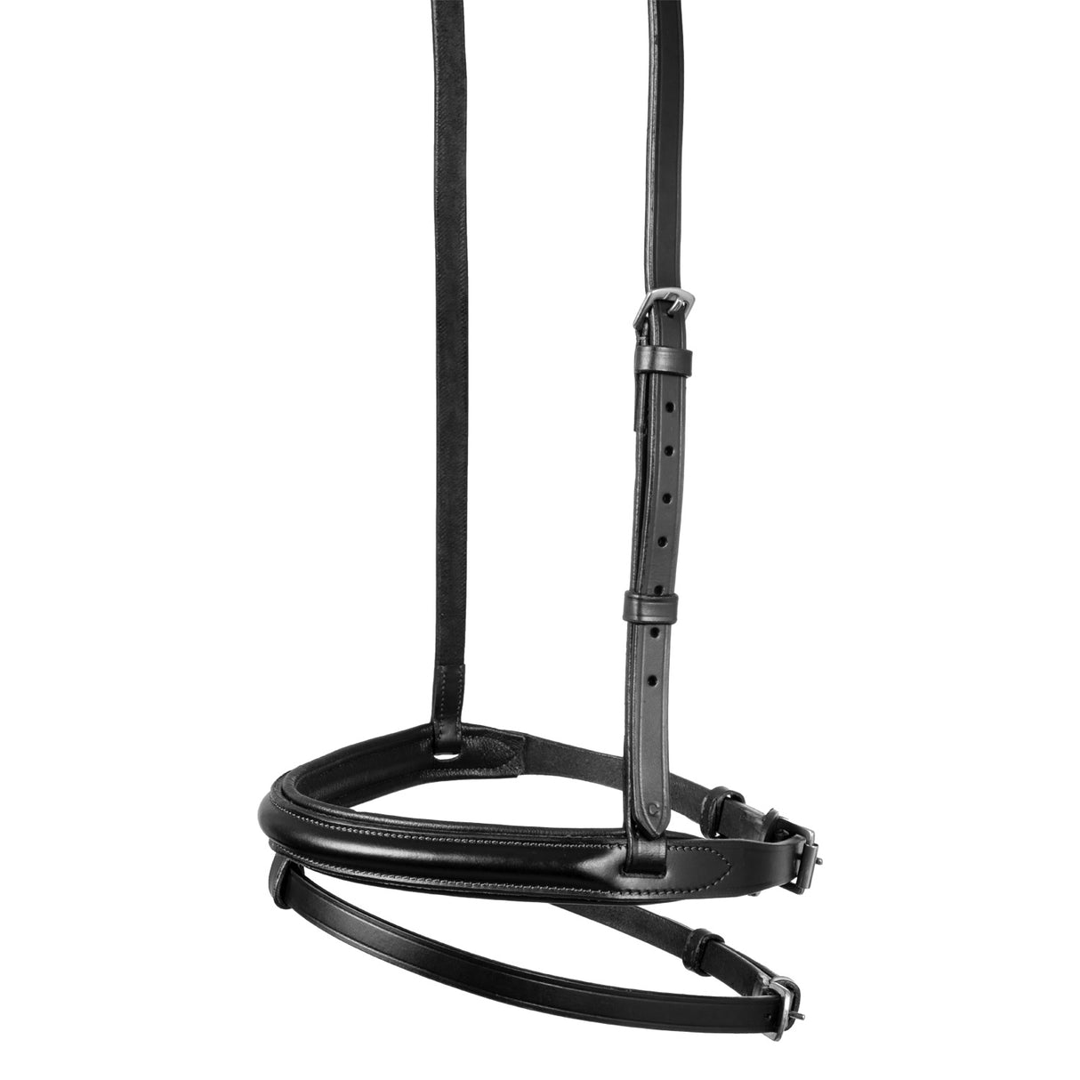 Equestro Leather Flash Noseband Bridle #colour_black