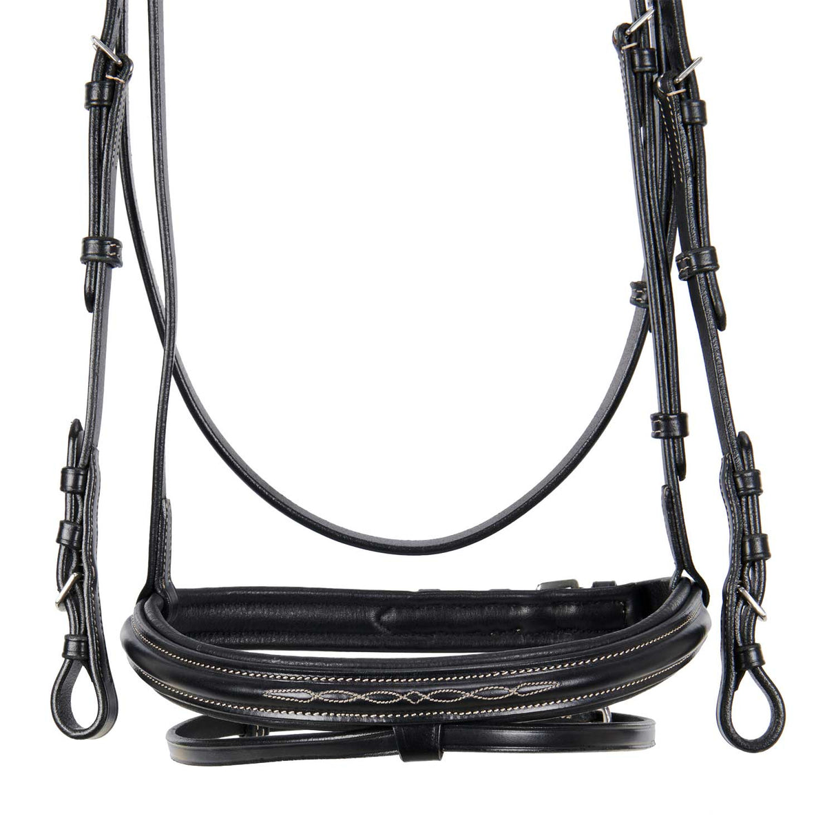 Equestro Leather English Bridle With Embroideries New #colour_black