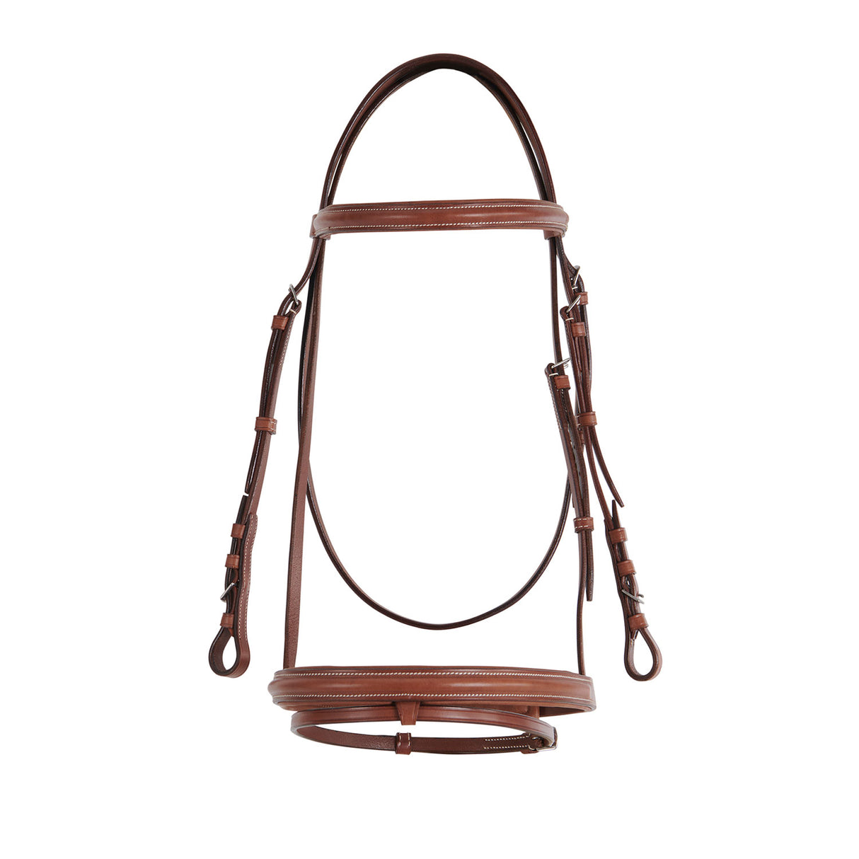 Equestro Leather English Bridle With Embroideries #colour_cognac