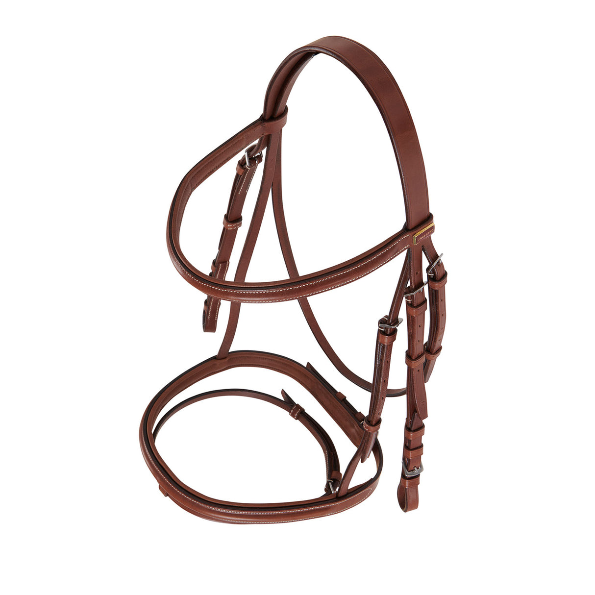 Equestro Leather English Bridle With Embroideries #colour_cognac