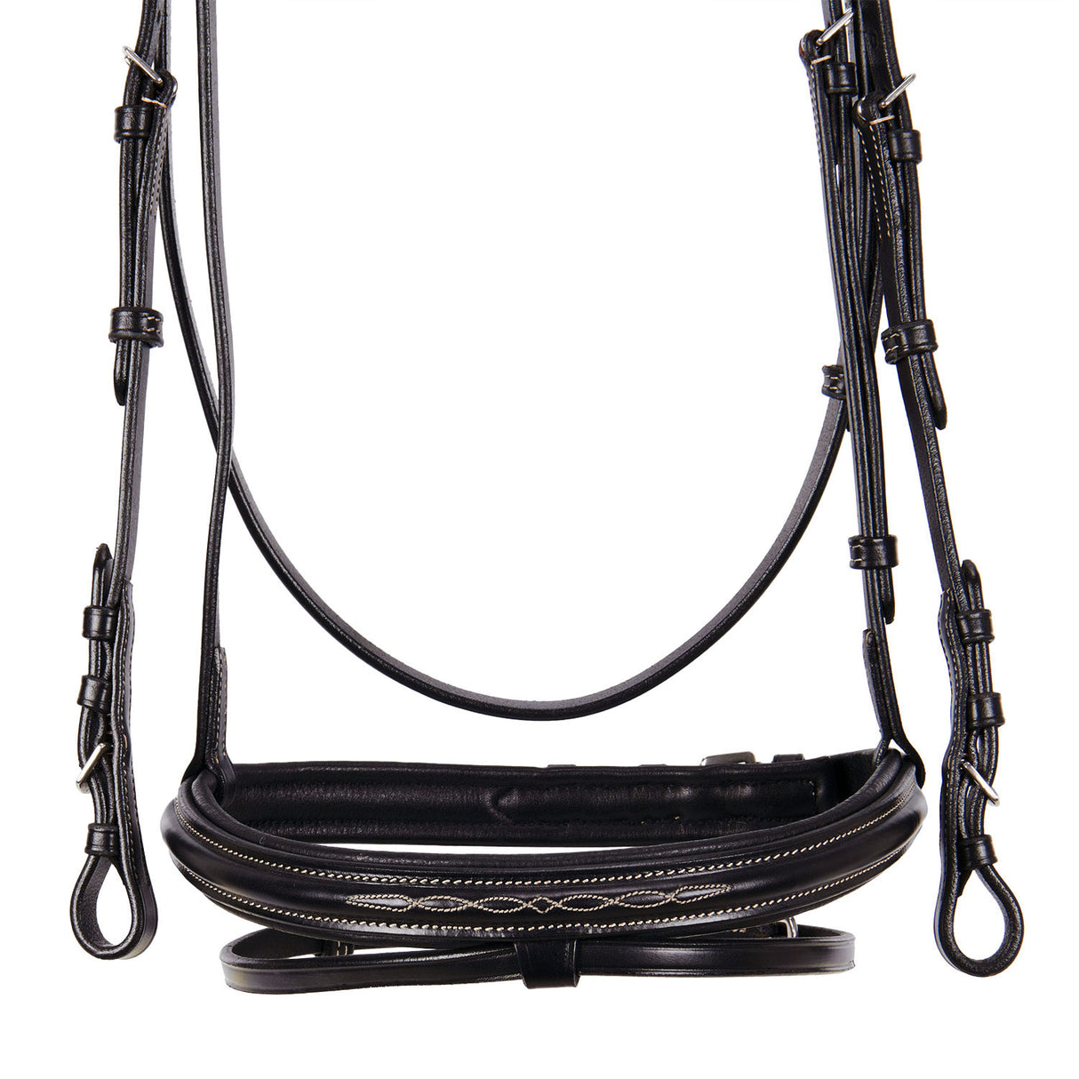 Equestro Leather English Bridle With Embroideries #colour_brown