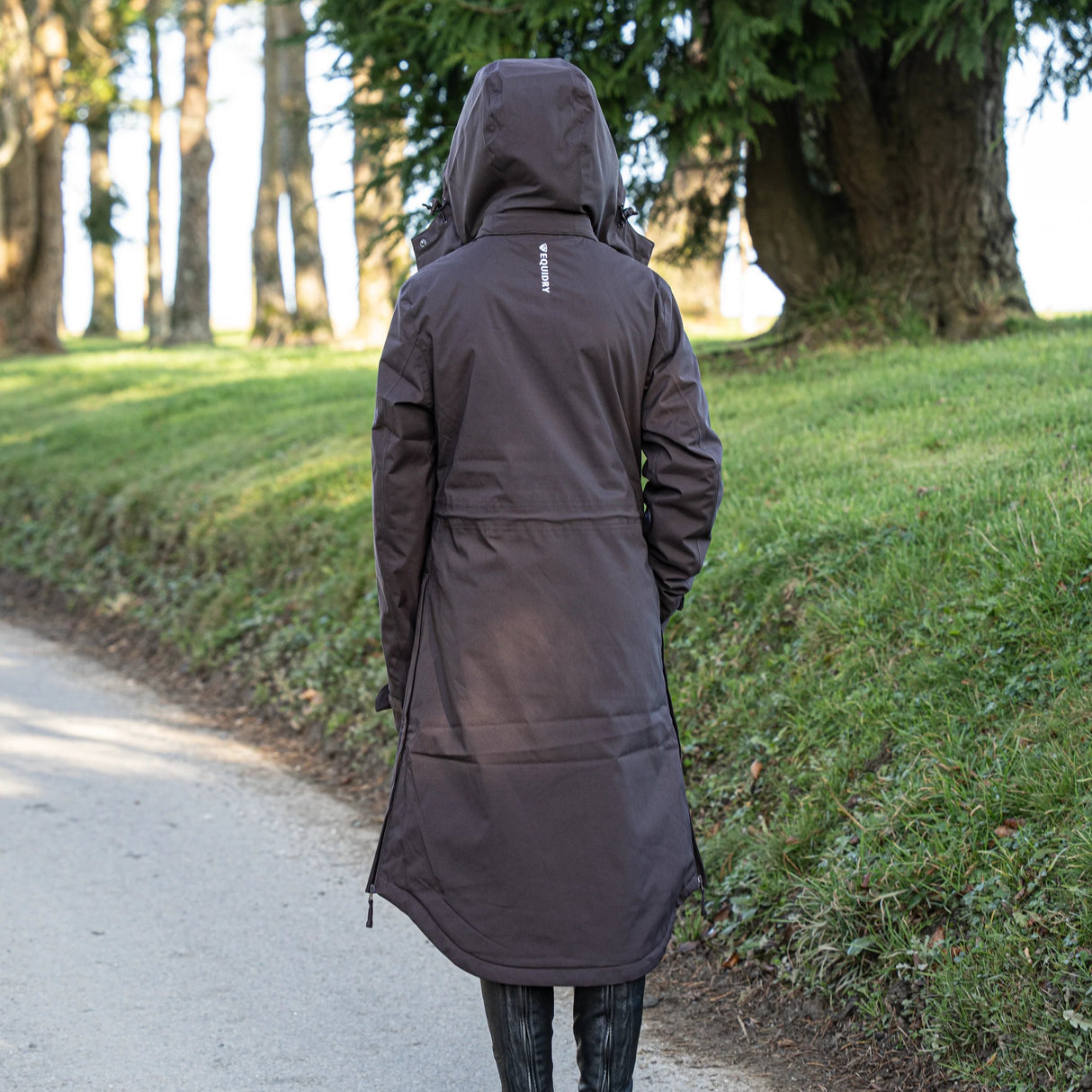 EQUIDRY Girl's Bronte Riding Coat with Removable Hood #colour_brown