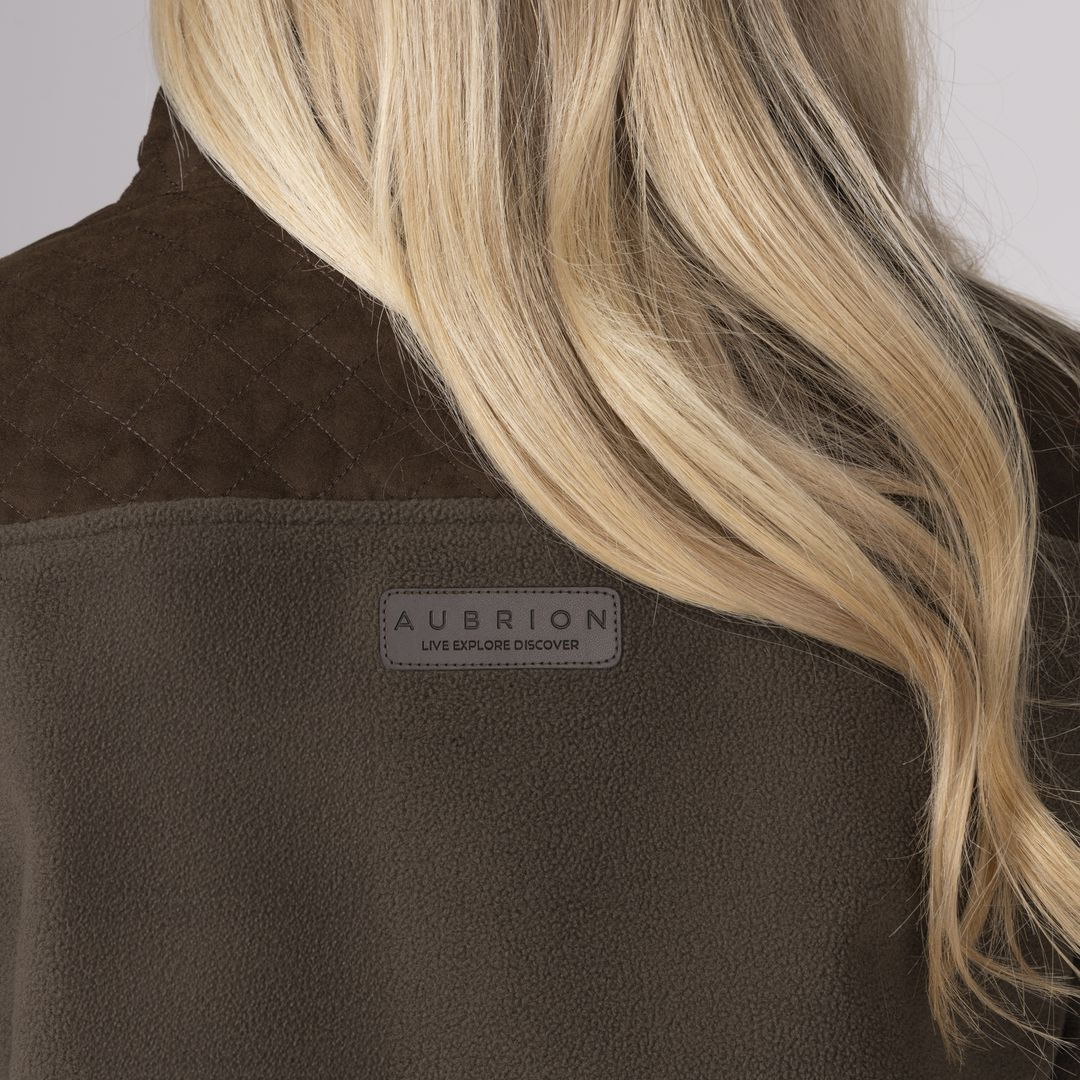 Shires Aubrion Heritage Unisex Full Zip Fleece #colour_dark-olive