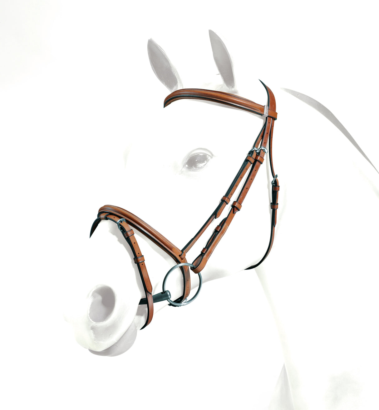 Equipe Emporio Flash Bridle with Brass Fittings - No Reins #colour_brown