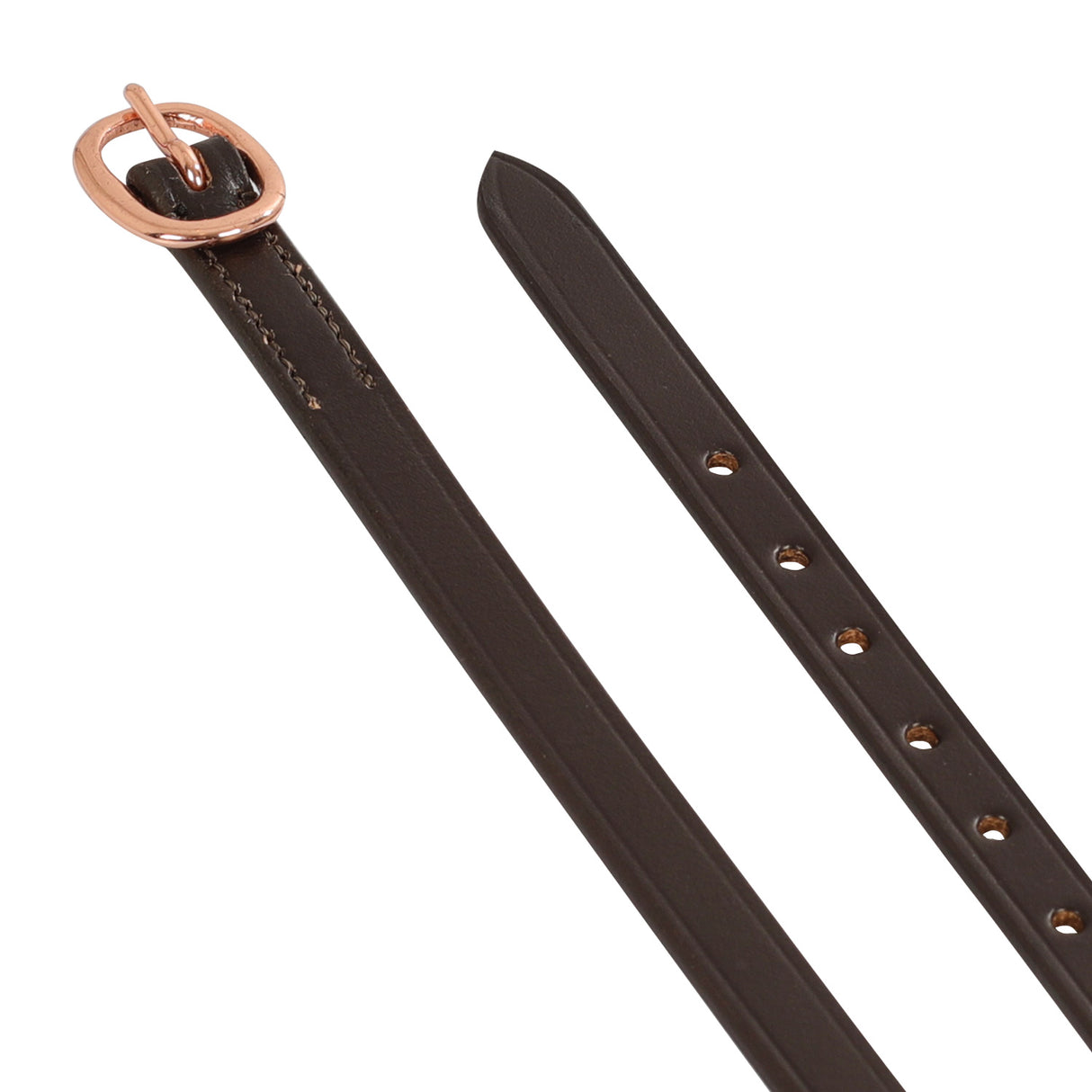 Equestro Spur Straps In Leather And Rose Gold Buckle #colour_brown