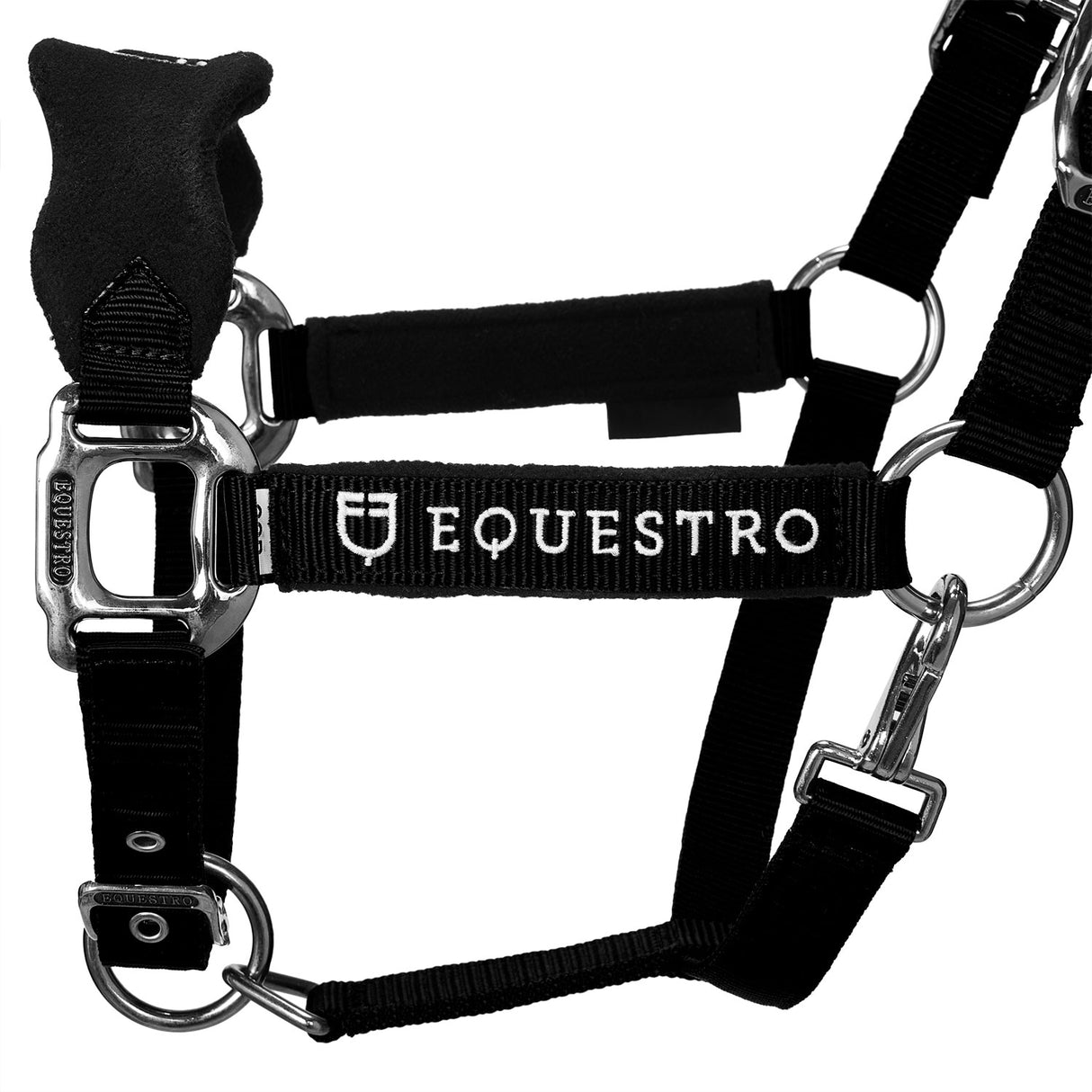 Equestro Halter With Double Adjustment And Lead Rope #colour_black