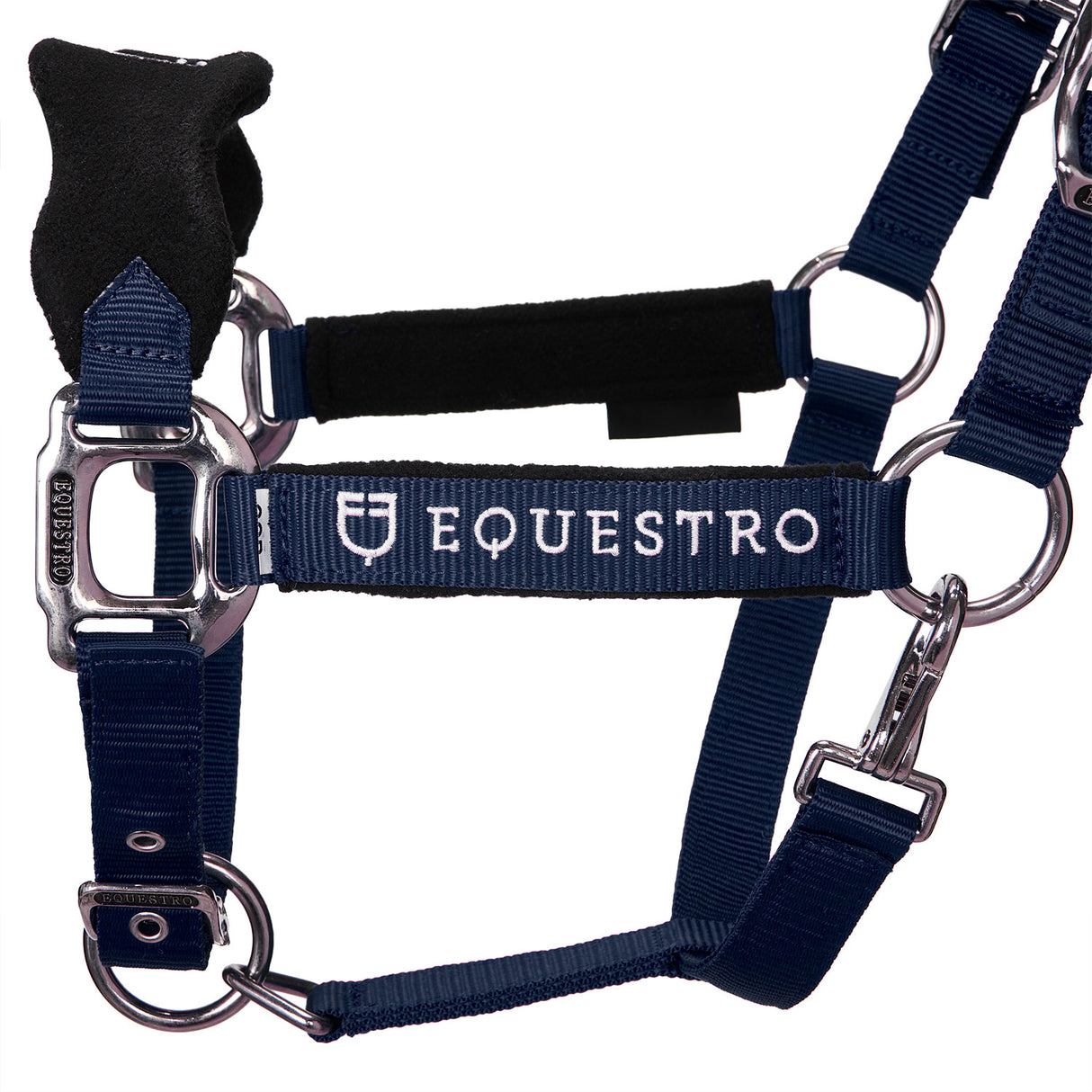 Equestro Halter With Double Adjustment And Lead Rope #colour_blue